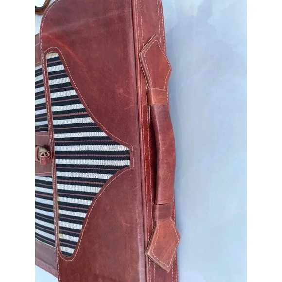 Leather Professional Mens Briefcase Case Document Bag Handbag Brown 16x12 - Picture 8 of 14